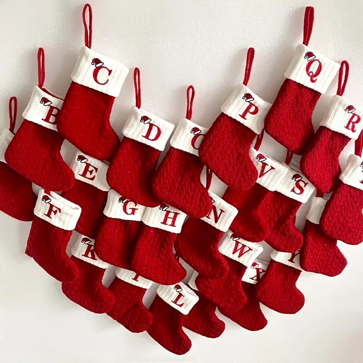 knit monogram Christmas socks