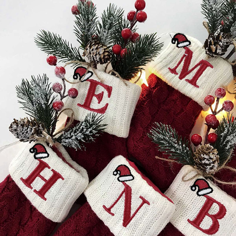 knit monogram Christmas socks