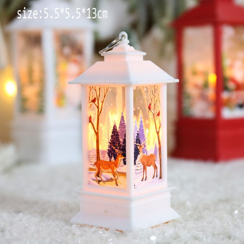 Santa Claus snowman lantern light
