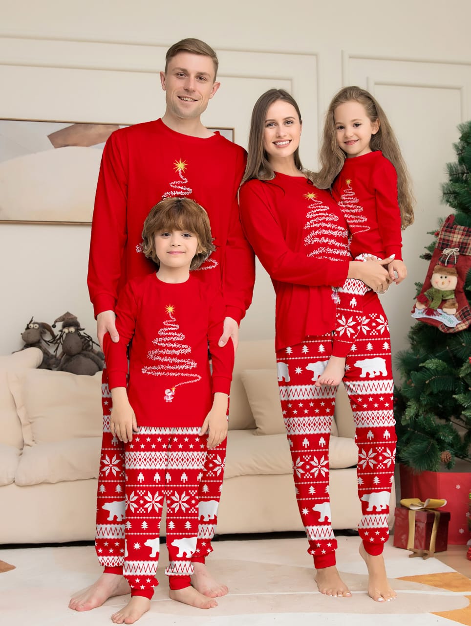 New Family Red matching Christmas pajamas outfit