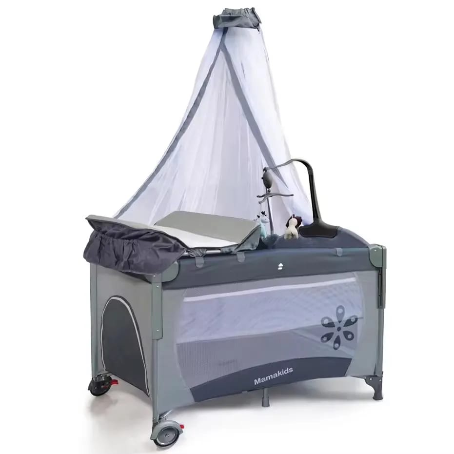 Baby Co-sleeper playpen with cot mobile stand net changing pad wheels