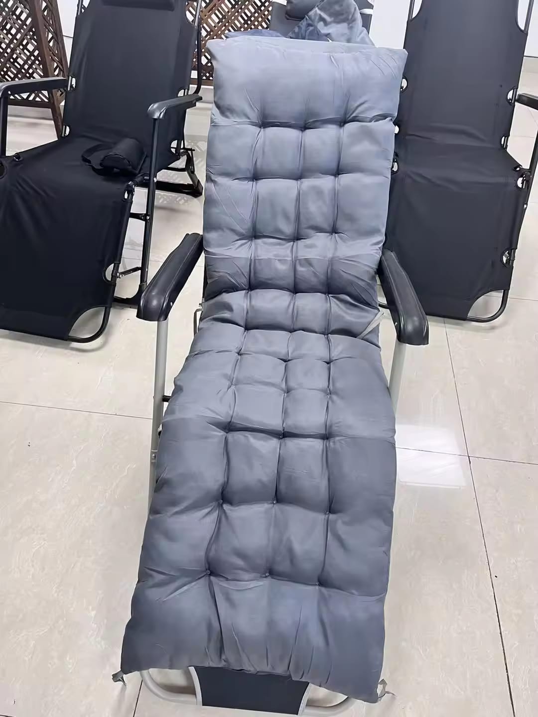 Sun Lounge Chair Cushions, Patio Lawn High Back Recliner Lounger Cushion with Ties, Thick Lounge Chaise Pads Replacement for Outdoor Indoor Furniture