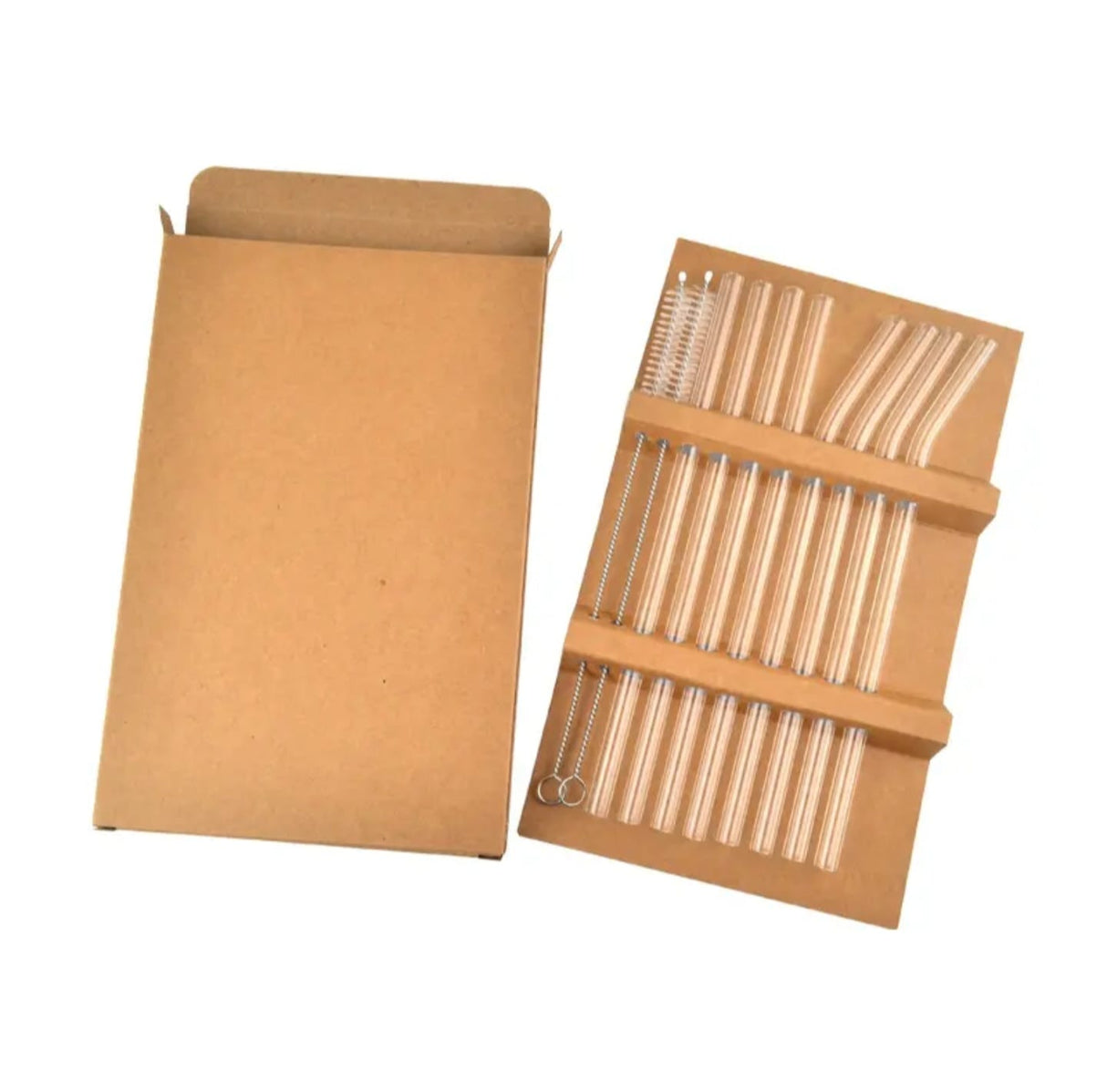 Clear Glass Straw 6 Pcs Reusable Drinking Straws with 1 Cleaning Brush 8mm Straight Bent Straw Set for Cocktail Glass, Smoothies, Milkshakes, Juices, Teas