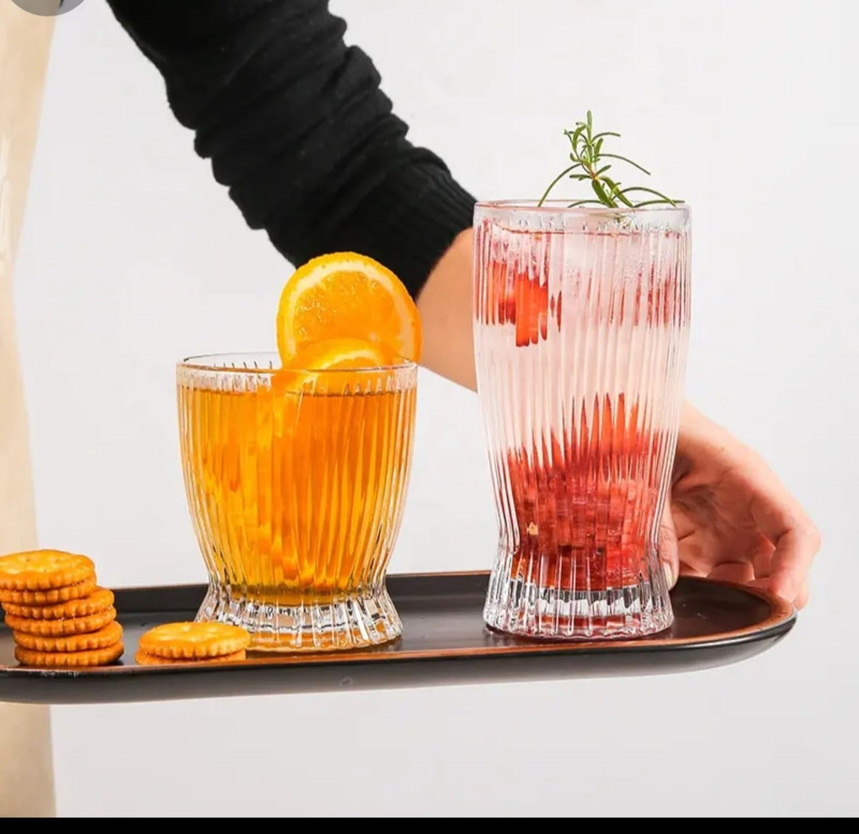 6pcs Unique Striped Aesthetic Highball Glass Set – 360ml