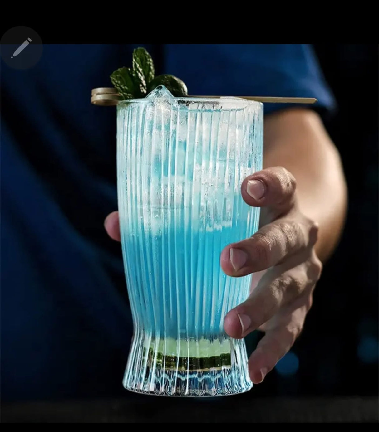 6pcs Unique Striped Aesthetic Highball Glass Set – 360ml