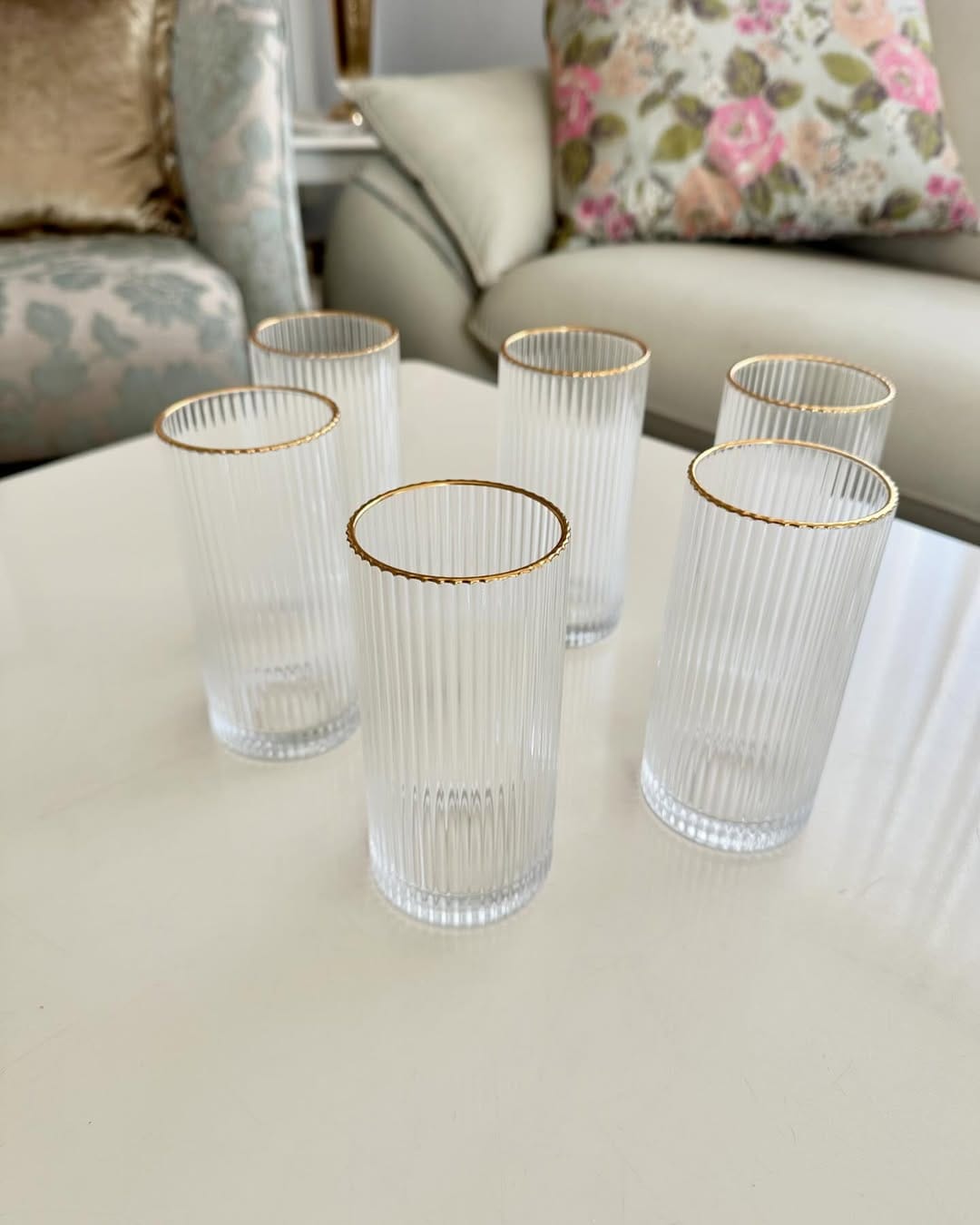 6pcs Unique Diamond Highball Glass Set – 400ml