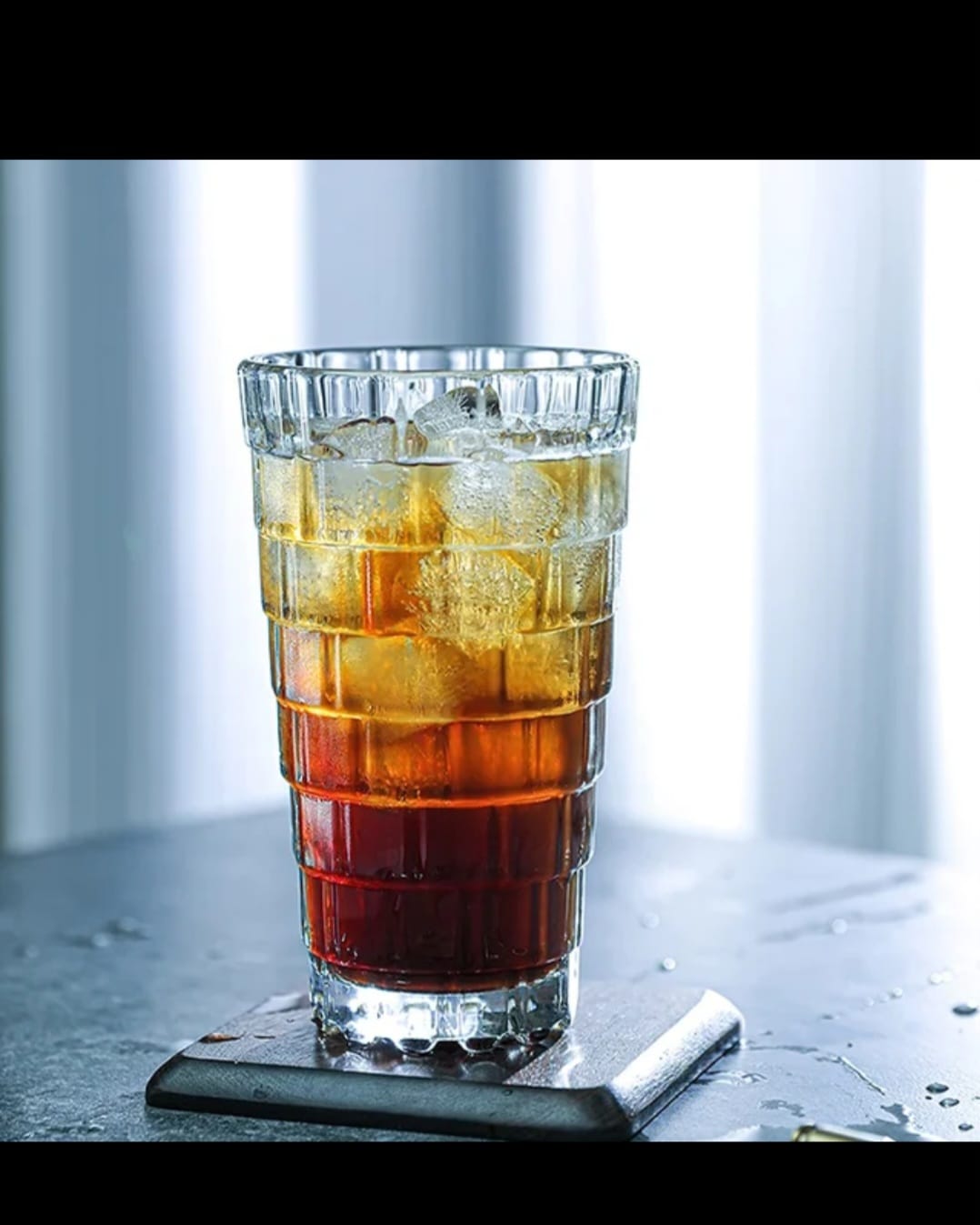 6pcs Set Clear Highball Stackable Water Juice Crystal Glasses Cup With Gold Rim.