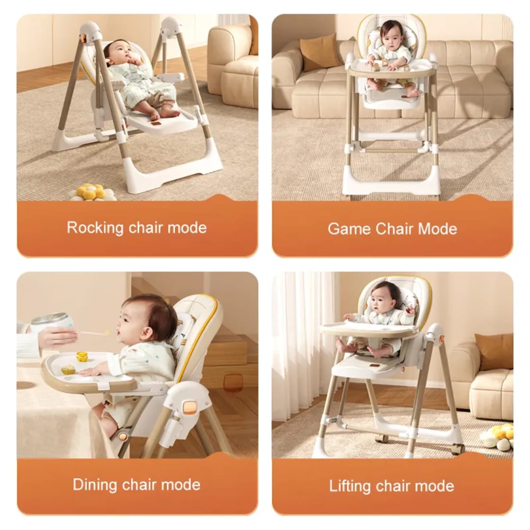 Multi-Functional Baby Feeding Chair with Swing, Recline & Wheels | Convertible High Chair