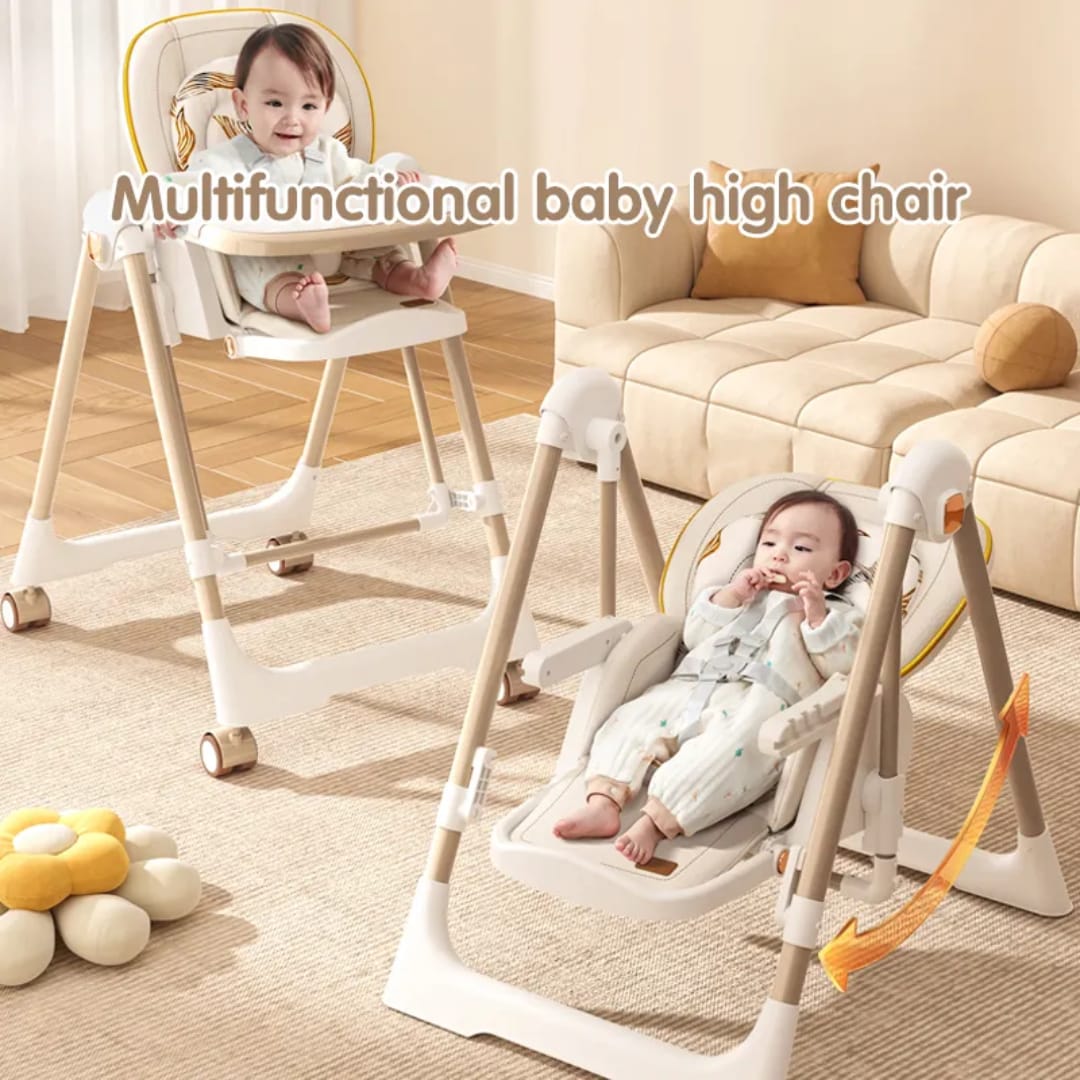 Multi-Functional Baby Feeding Chair with Swing, Recline & Wheels | Convertible High Chair