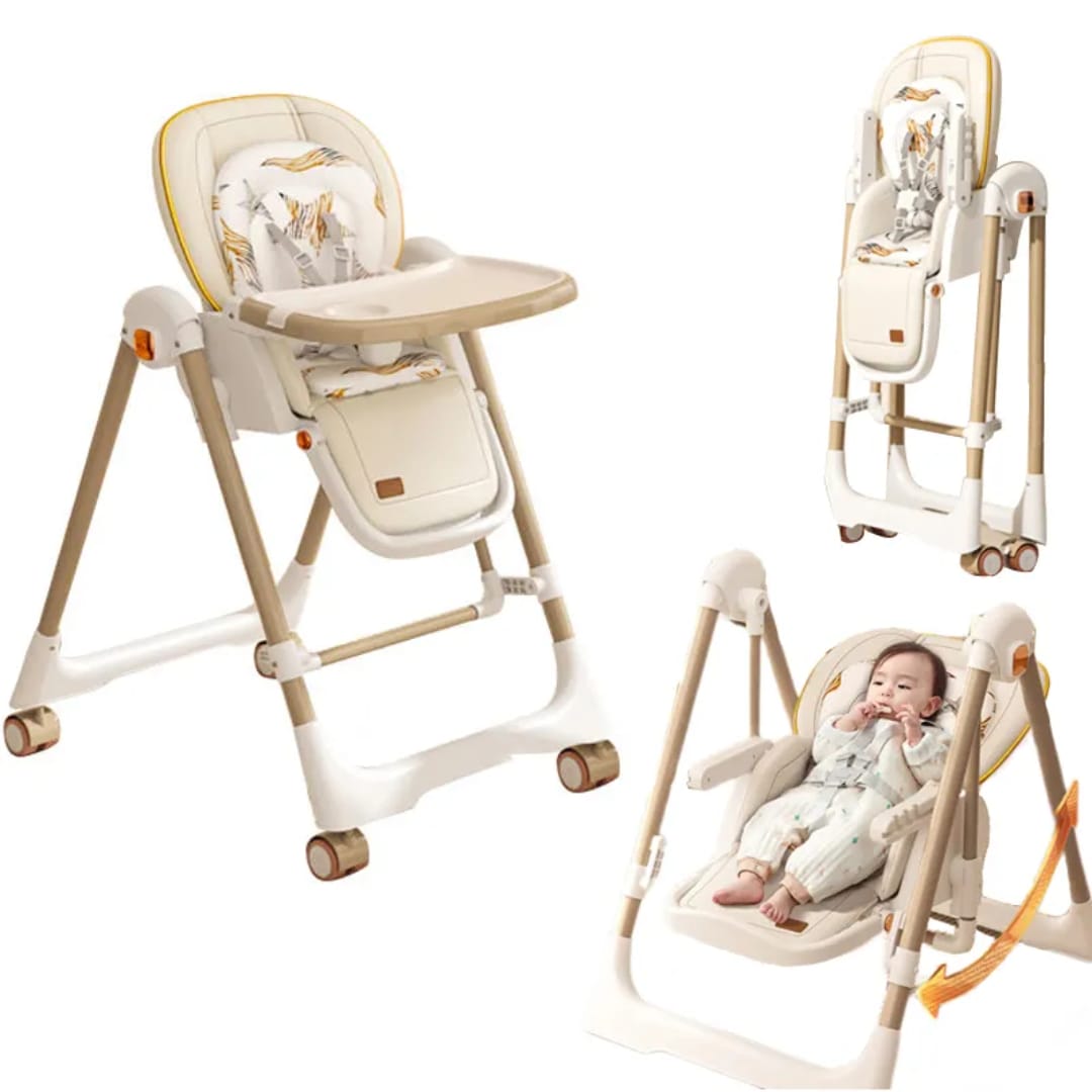 Multi-Functional Baby Feeding Chair with Swing, Recline & Wheels | Convertible High Chair