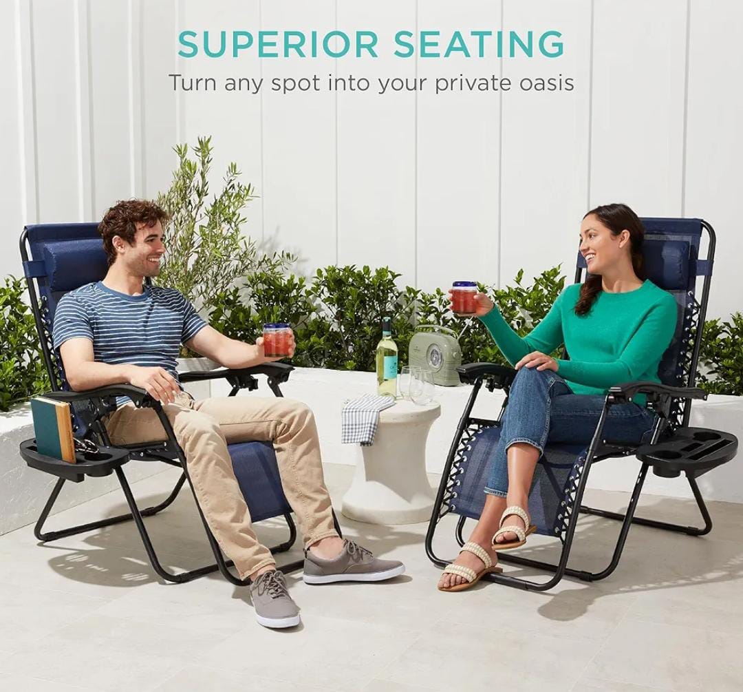 Zero Gravity Reclining Chair with Side Table – Foldable & Comfortable Outdoor Lounger