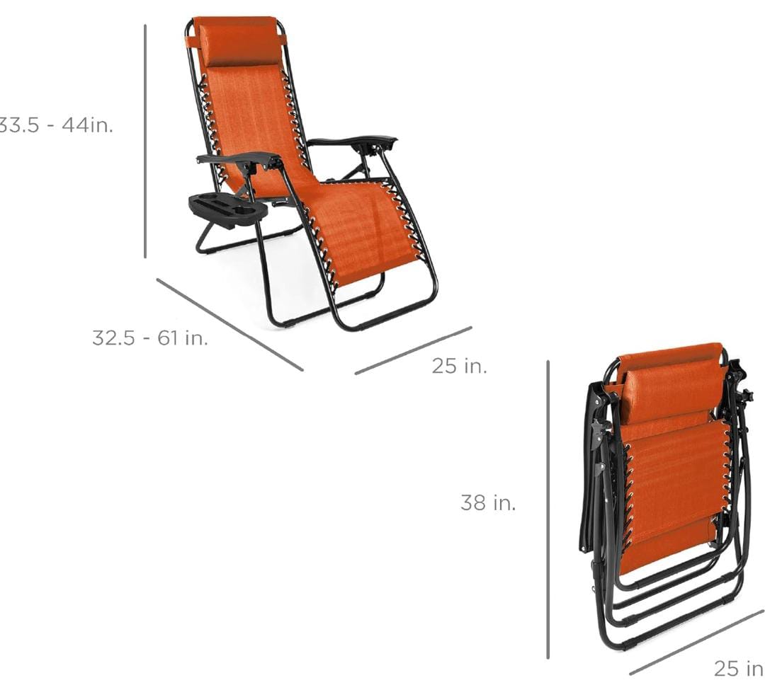 Zero Gravity Reclining Chair with Side Table – Foldable & Comfortable Outdoor Lounger