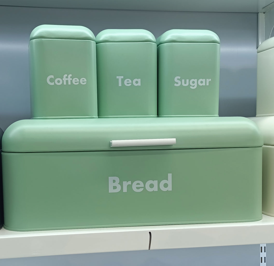 Nordic Bread Bin with 3 Canister Set