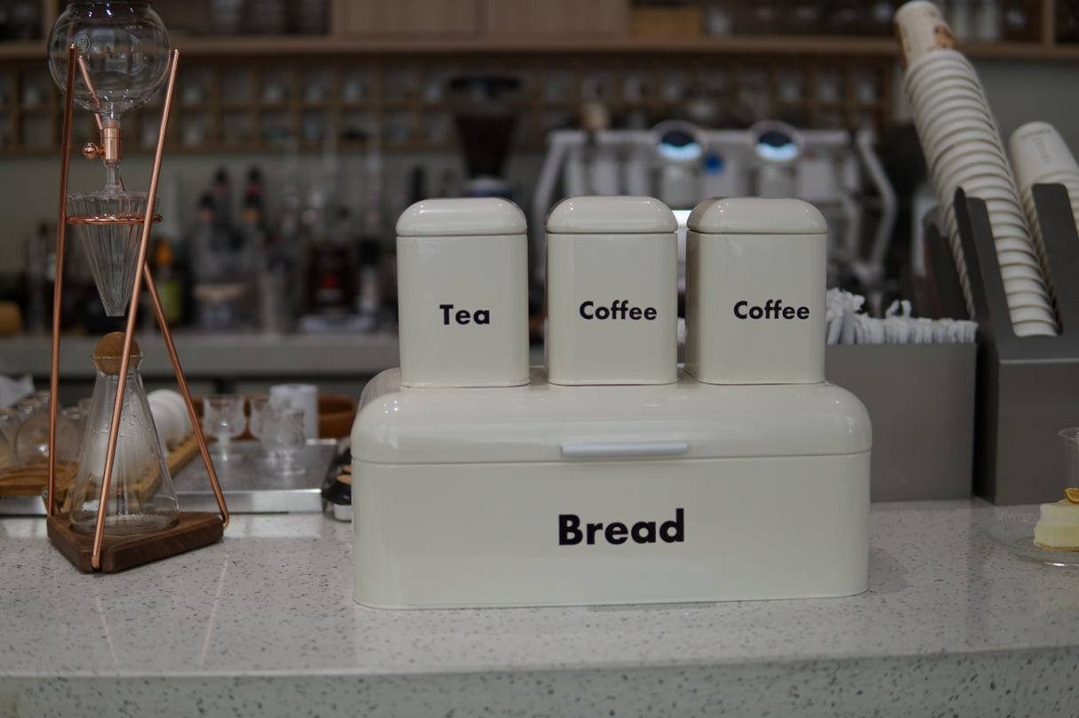 Nordic Bread Bin with 3 Canister Set