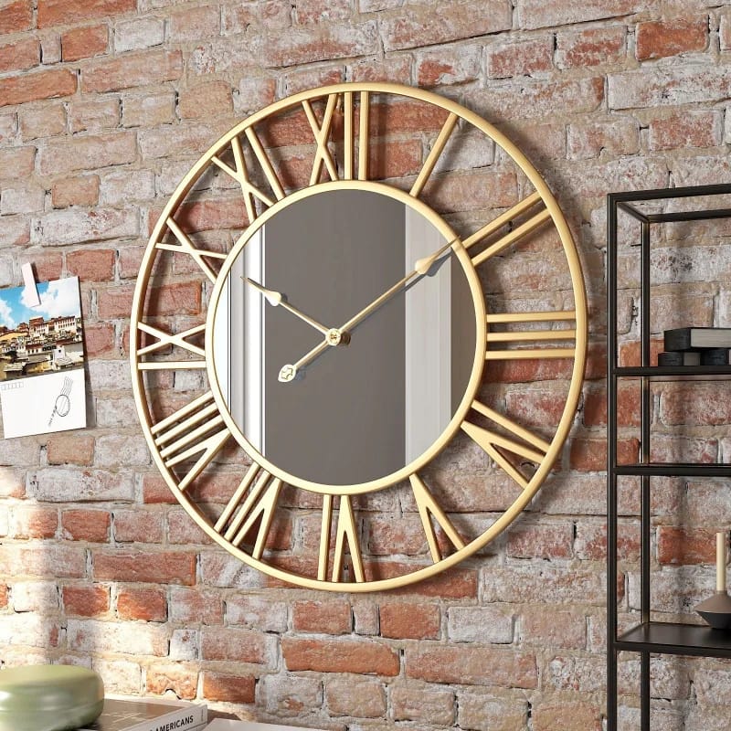 Creative Metal Wall Clock with Mirror – 50cm