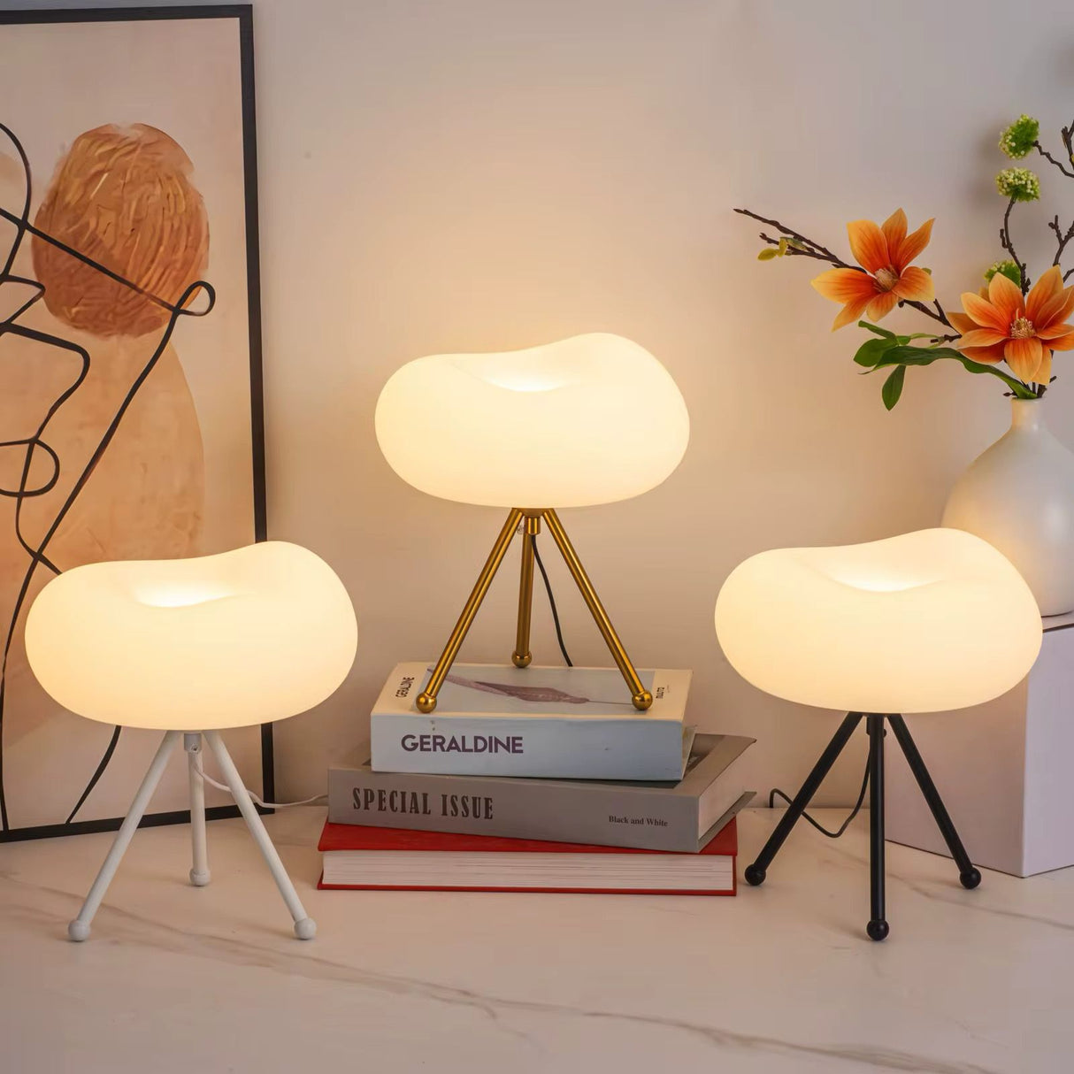 Creative Luxury Tripod Cloud Lamp – Decorative, Bedside & Reading Light
