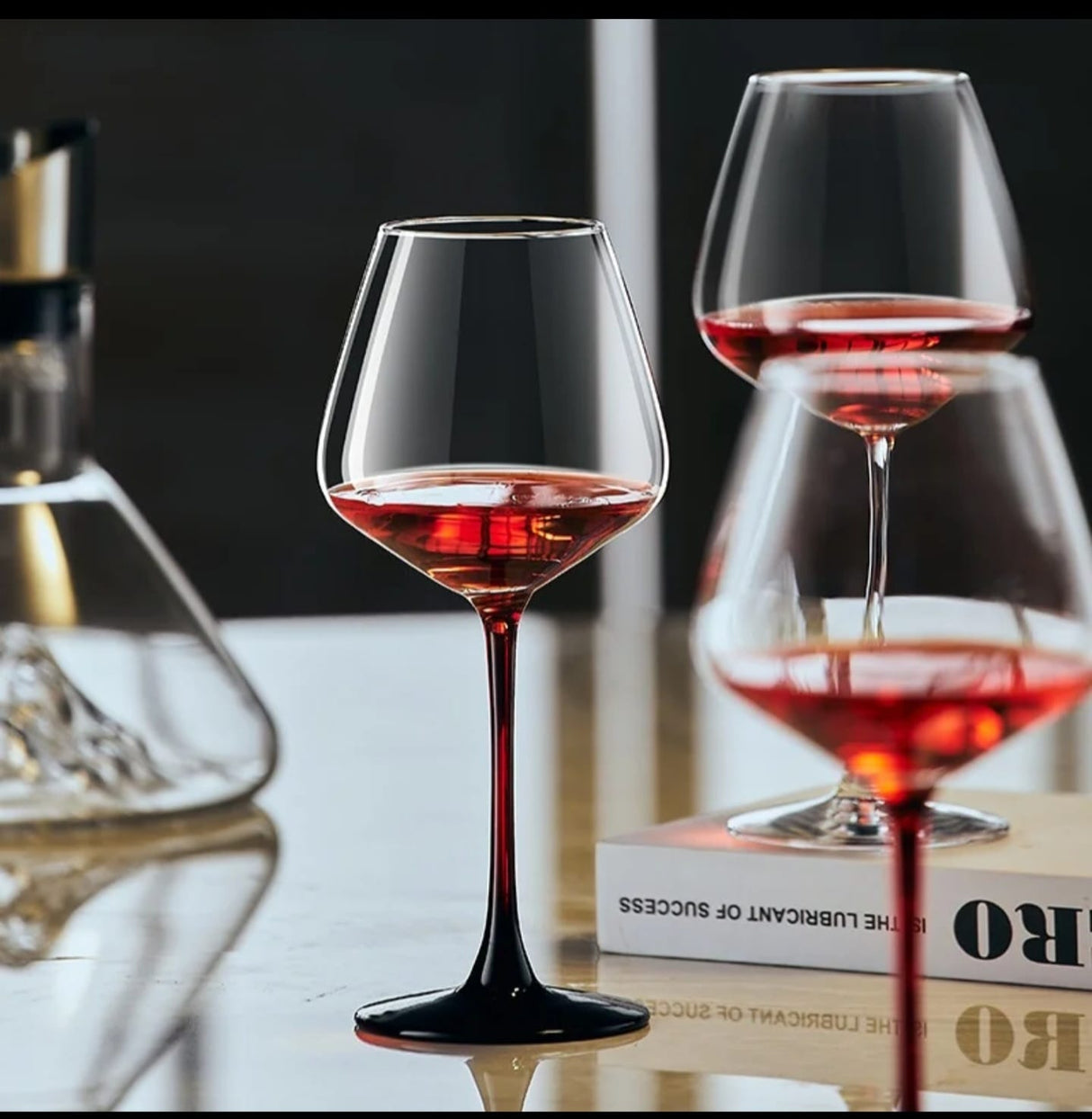 Elegant Burgundy Lhotse Crystal Wine glass 6pcs 470ml Red Stem