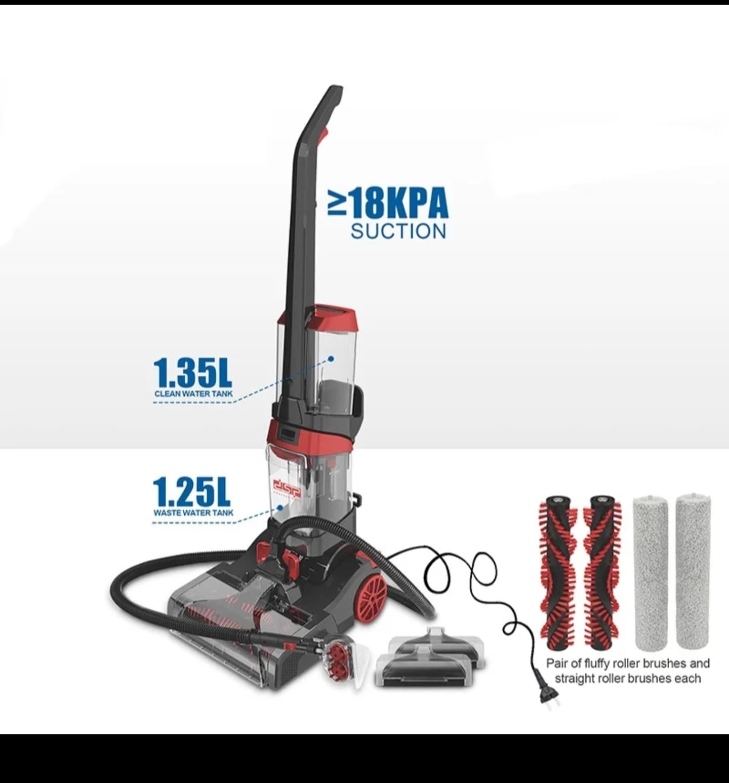 DSP 3-in-1 Carpet Washer – 800W Powerful Carpet & Sofa Cleaner with Dual Water Tanks (1.35L + 1.25L) – Kenya