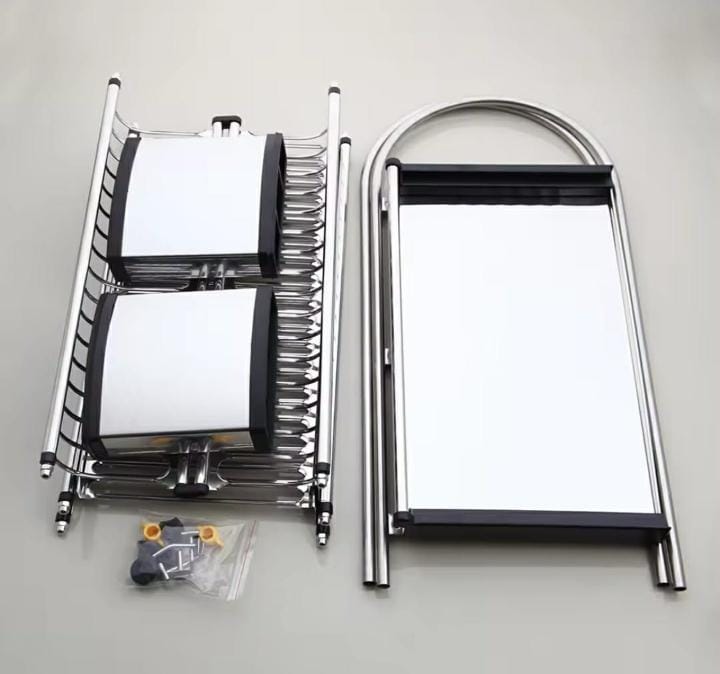 3-Tier Aluminium Kitchen Dish Drying Rack Large Capacity Plate & Utensil Organizer