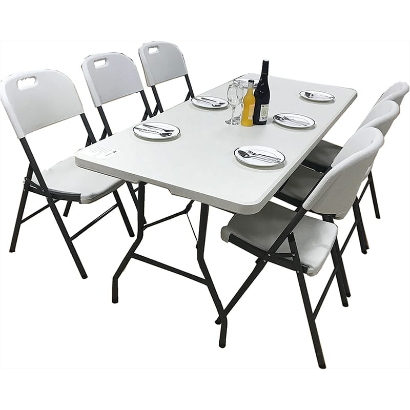 Heavy Duty Plastic Folding Table White Sturdy Collapsible Table for Game Parties, BBQ, Kitchen, Garden, Wedding & Outdoor Events Indoor/Outdoor Use