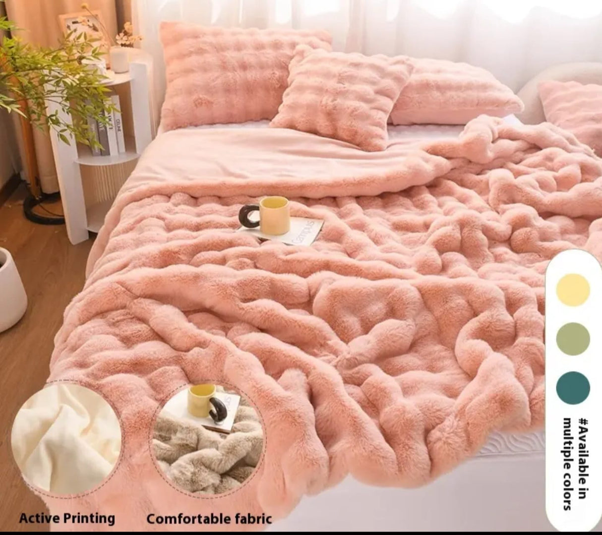 Luxury Double-Sided Fluffy Fleece & Flannel Blanket Extra Soft Cozy Throw for Bed, Couch, Home