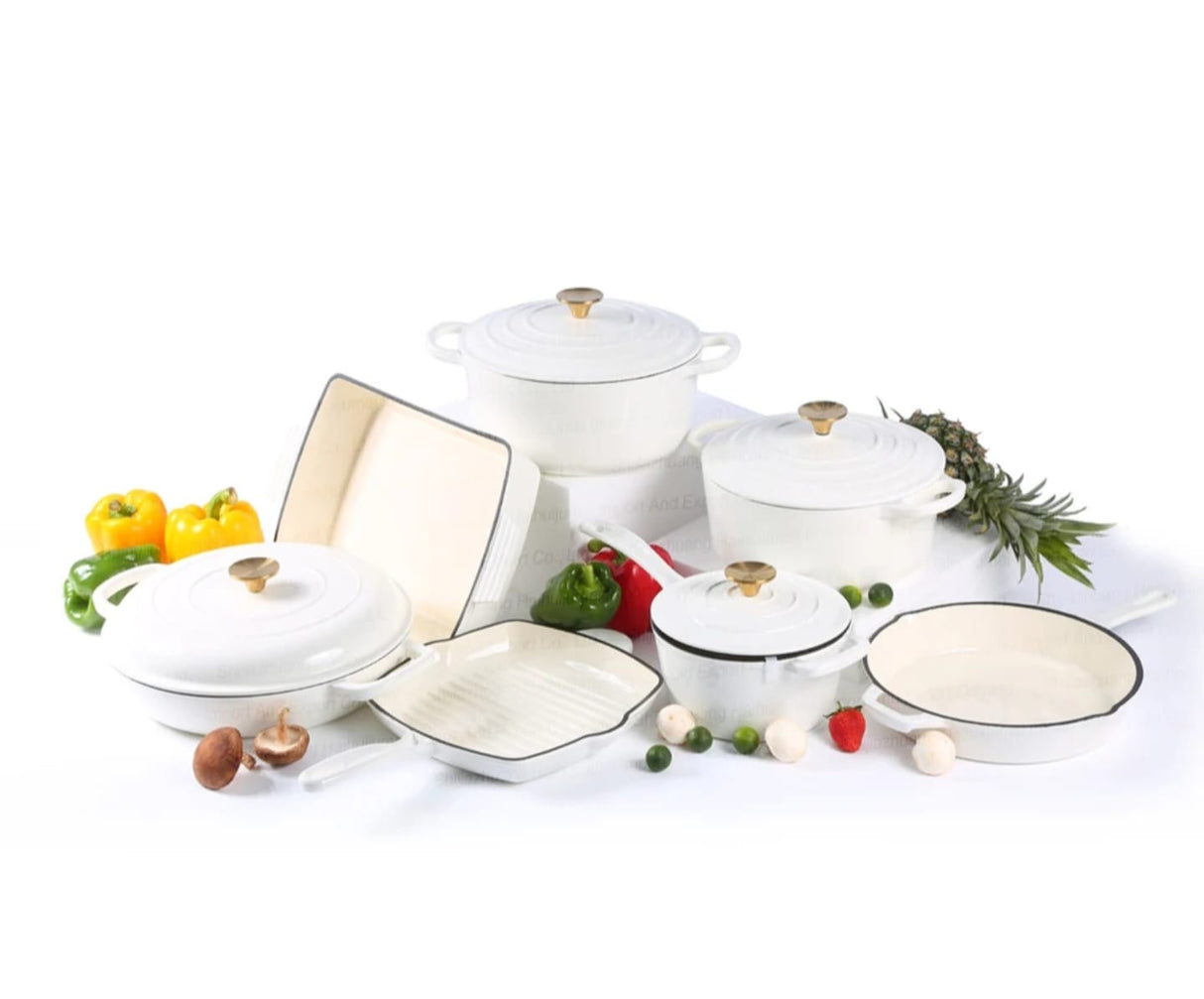 7 PCS Enamel Cast Iron Cooking Pots Set  Non-Toxic, Oven-Safe Pots for Kenyan Kitchens