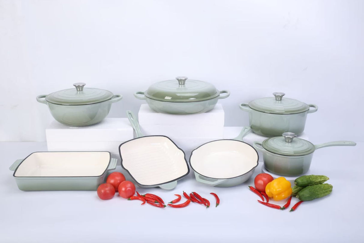 7 PCS Enamel Cast Iron Cooking Pots Set  Non-Toxic, Oven-Safe Pots for Kenyan Kitchens
