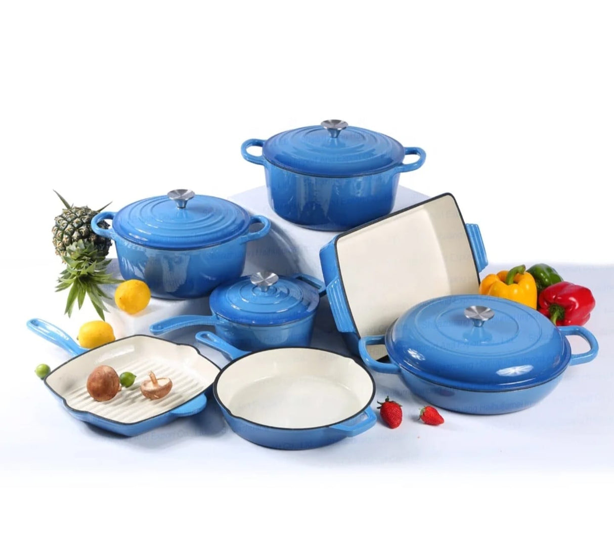 7 PCS Enamel Cast Iron Cooking Pots Set  Non-Toxic, Oven-Safe Pots for Kenyan Kitchens