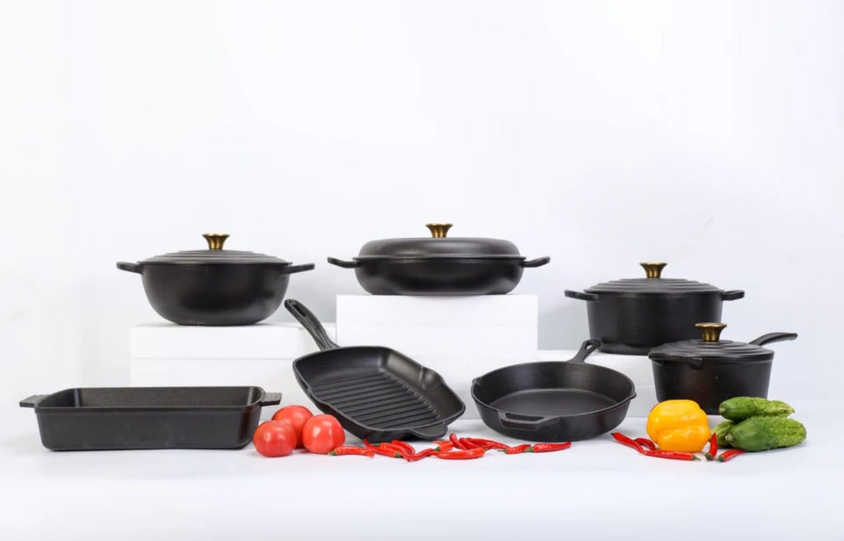 7 PCS Enamel Cast Iron Cooking Pots Set  Non-Toxic, Oven-Safe Pots for Kenyan Kitchens