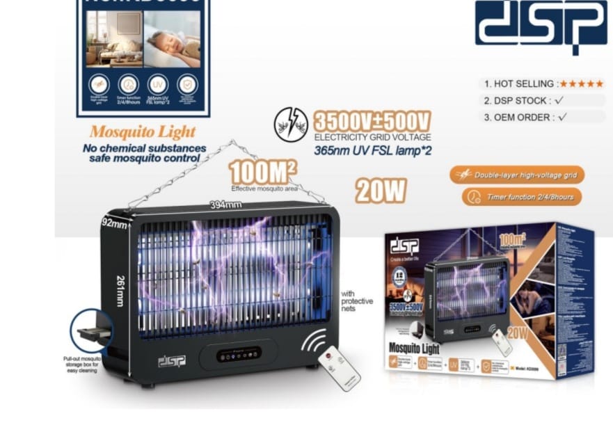 DSP Mosquito Killer Light with Remote Control 3500V Grid 100% Chemical Free Insect Trap