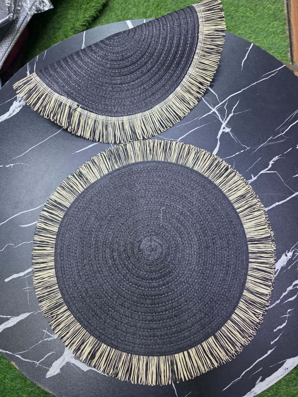 Round Braided Table Mats 38cm Heat Resistant Placemats for Dining Table Set of 6