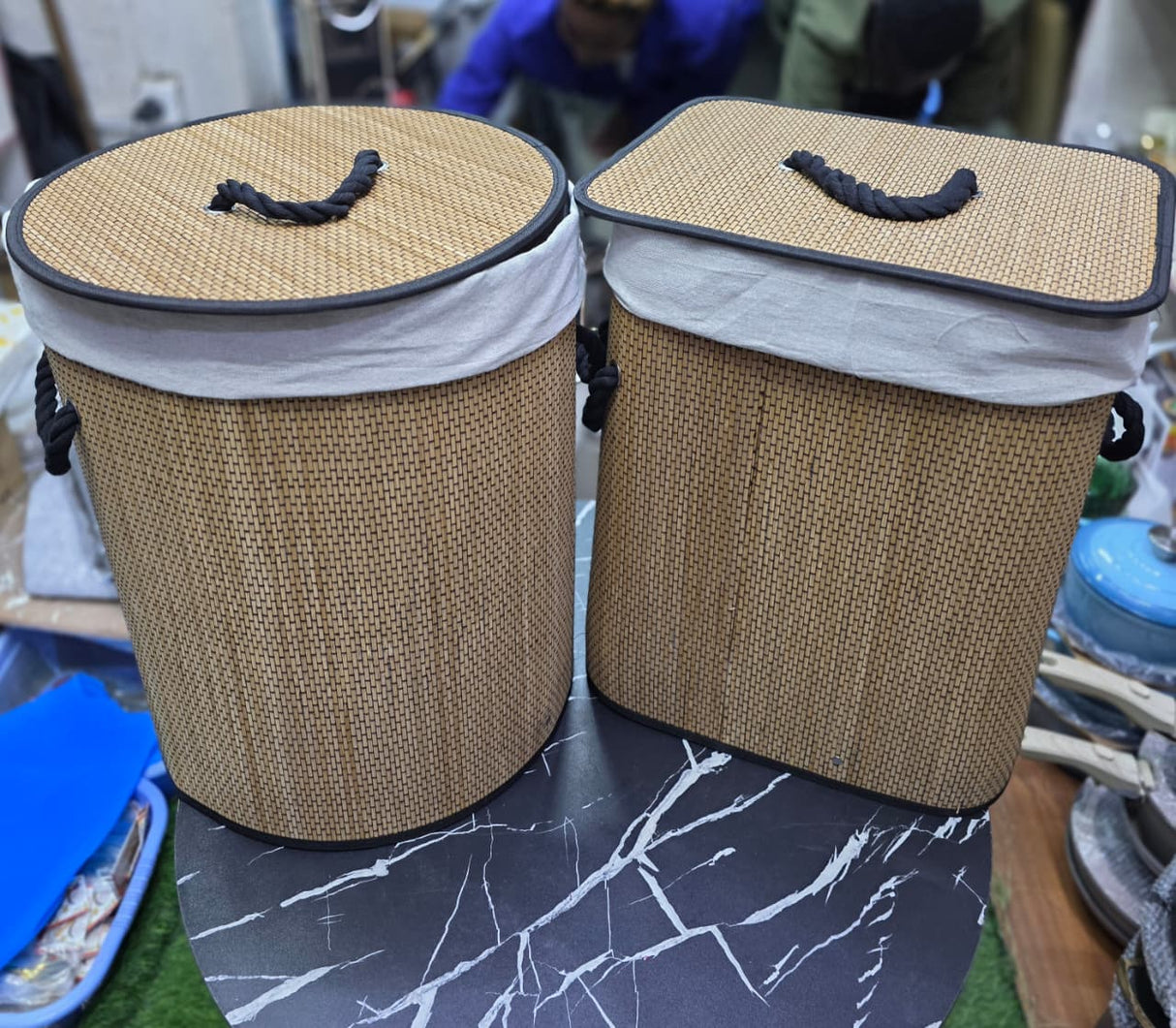 Customised Bamboo Woven Laundry Basket Collapsible Bamboo Laundry Hamper with Lid Kenya