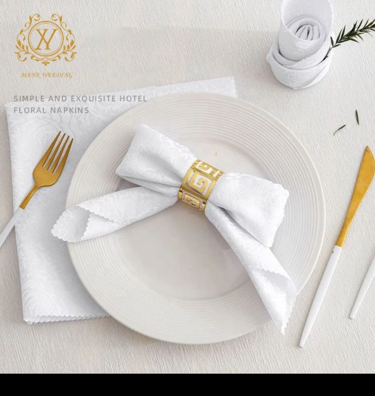 6PCS Gold Plated Aluminum Napkin Rings for Place Settings Wedding Receptions Dinner or Holiday Parties