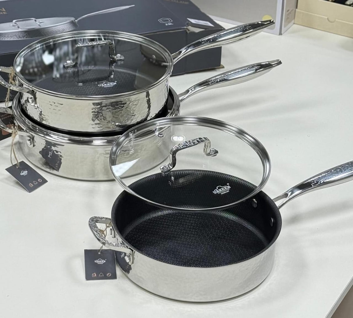 Uakeen Tripply Stainless Steel Non-Stick Deep Frying Pan 28cm (3.4L) | Honeycomb Cookware in Kenya