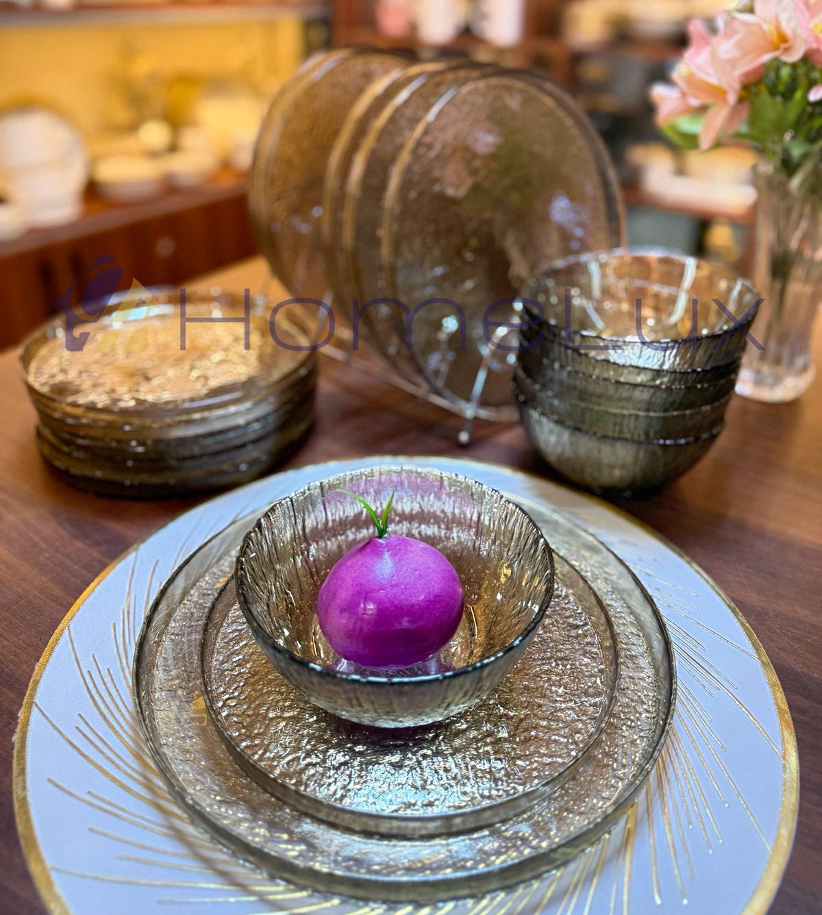 Danny Home 18-Piece Classic Glass Dinner Set – 6 Dinner Plates, 6 Flat Plates & 6 Bowls