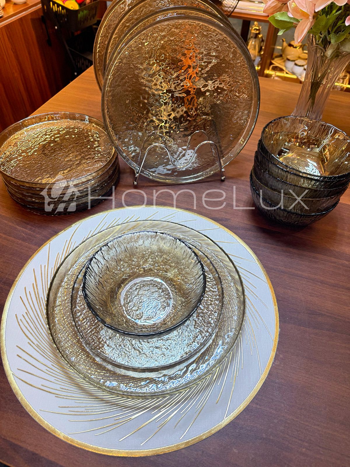 Danny Home 18-Piece Classic Glass Dinner Set – 6 Dinner Plates, 6 Flat Plates & 6 Bowls