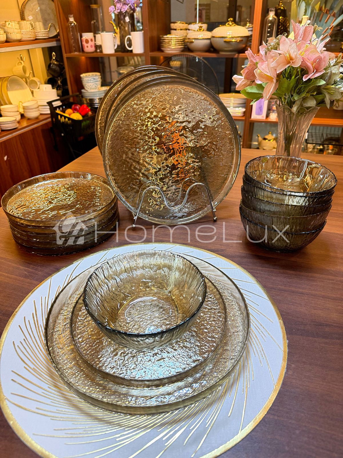 Danny Home 18-Piece Classic Glass Dinner Set – 6 Dinner Plates, 6 Flat Plates & 6 Bowls