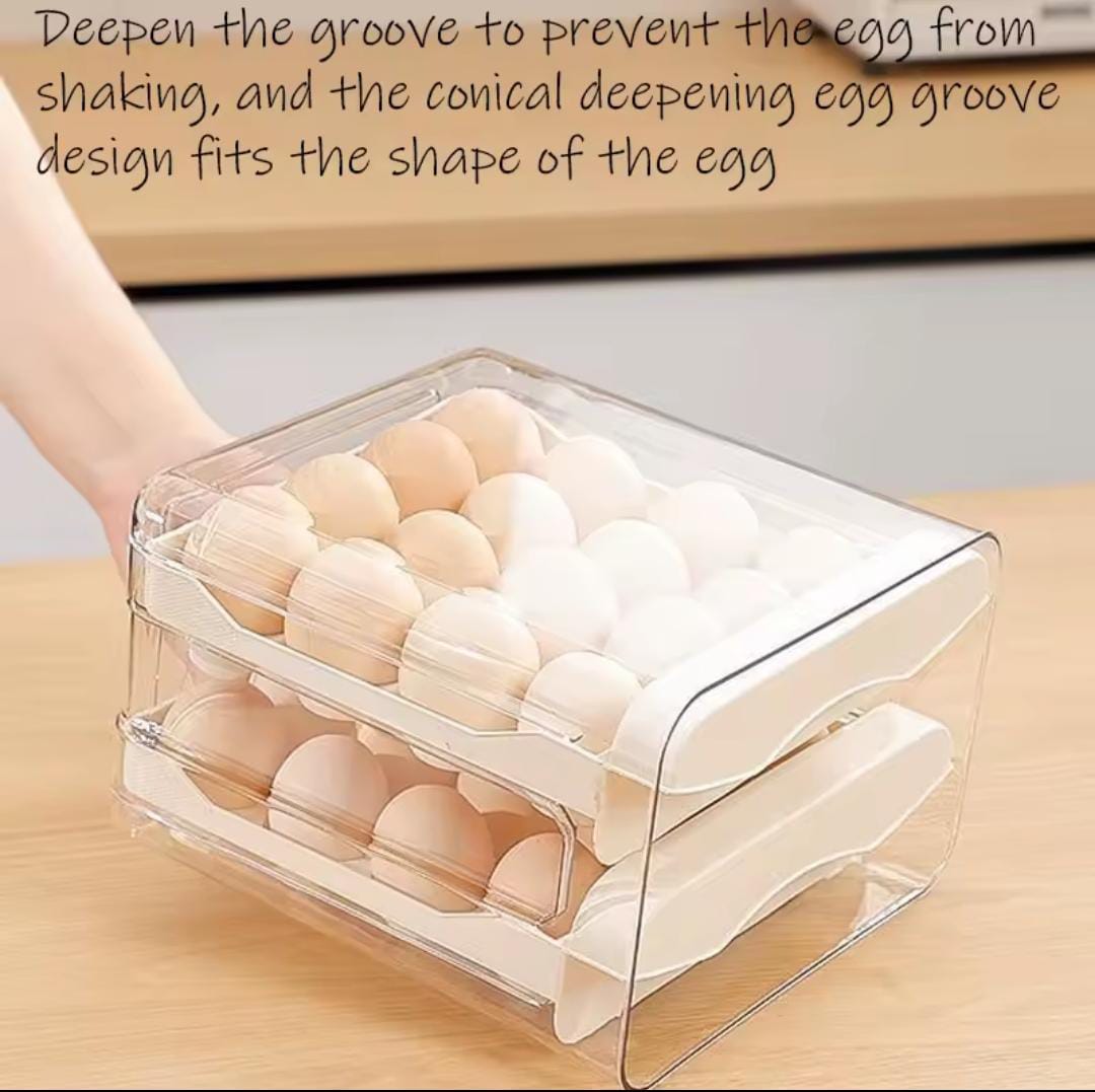 Double Layer Acrylic Egg Storage Tray – Holds 32 Eggs