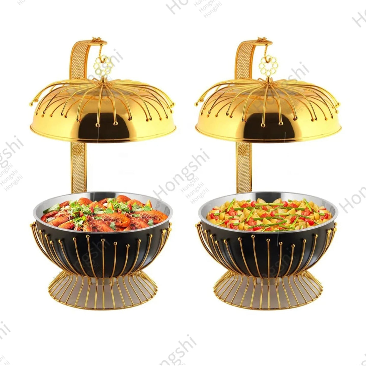 8L Round Chafing Dish Buffet Food Warmer with Glass Lid