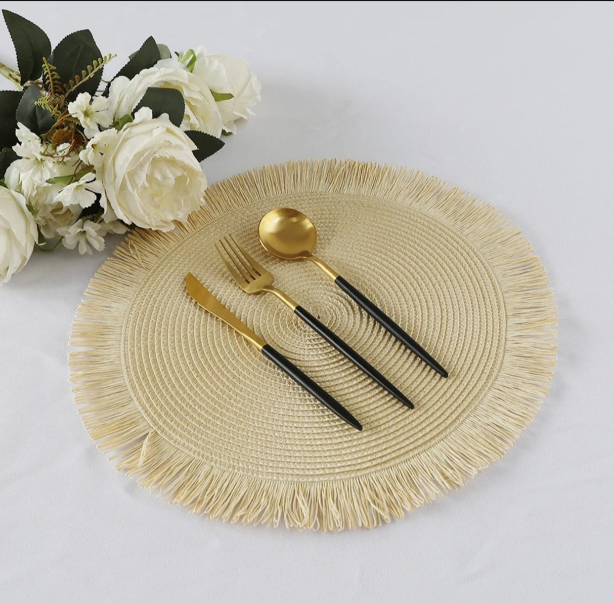 6 Pcs Round Braided Table Mats 38cm Heat Resistant Dining Mats for Hot Dishes