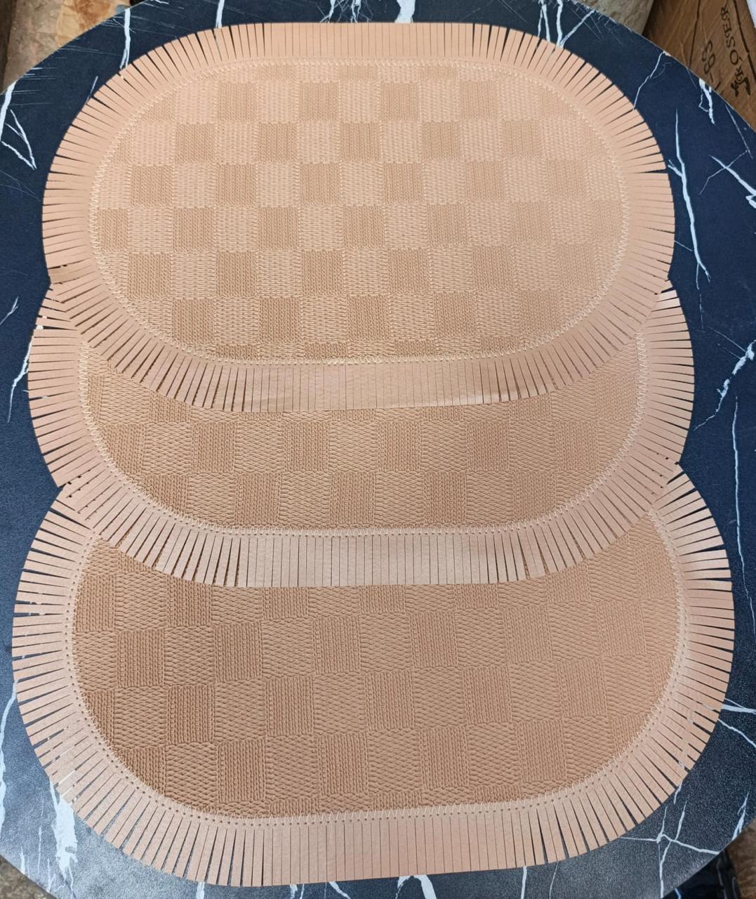 Double Sided Round Faux Leather PVC Placemats Set 6pcs 38cm