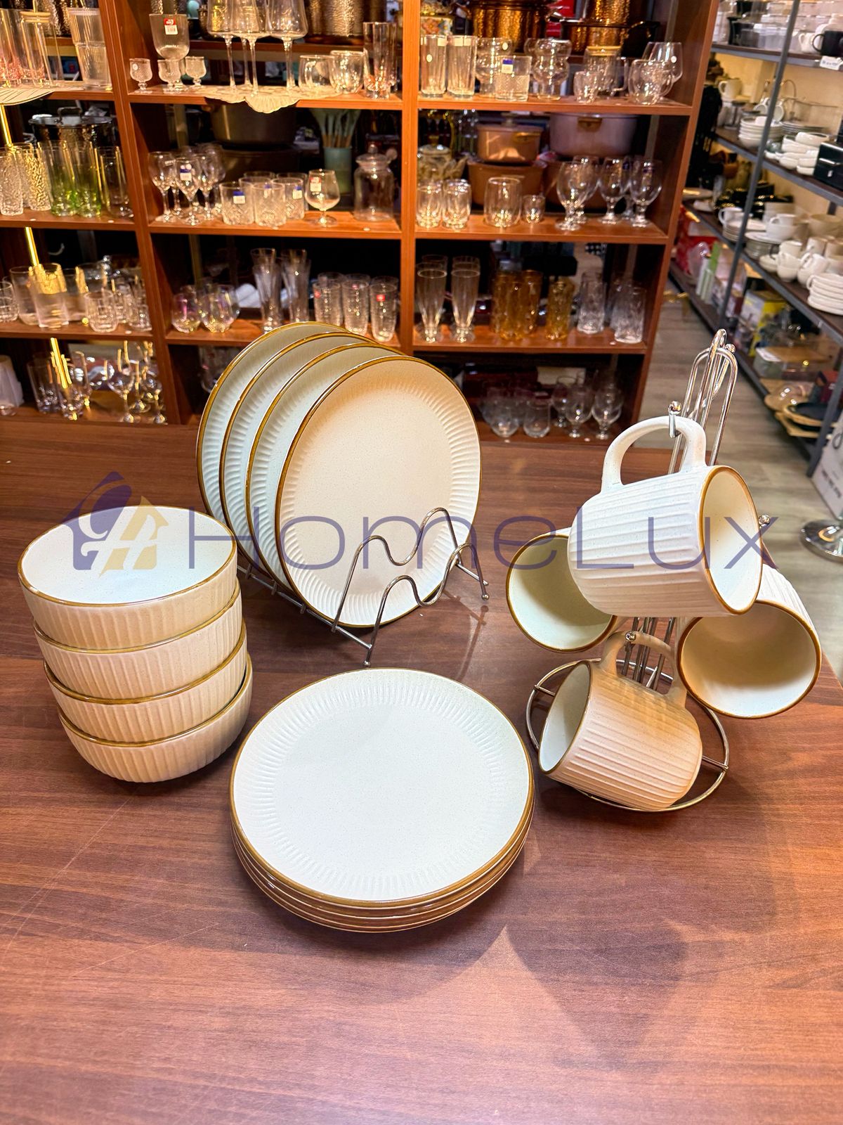 16-Piece Elegant Ceramic Dinner Set | Plates, Bowls & Cups Dining Set for 4