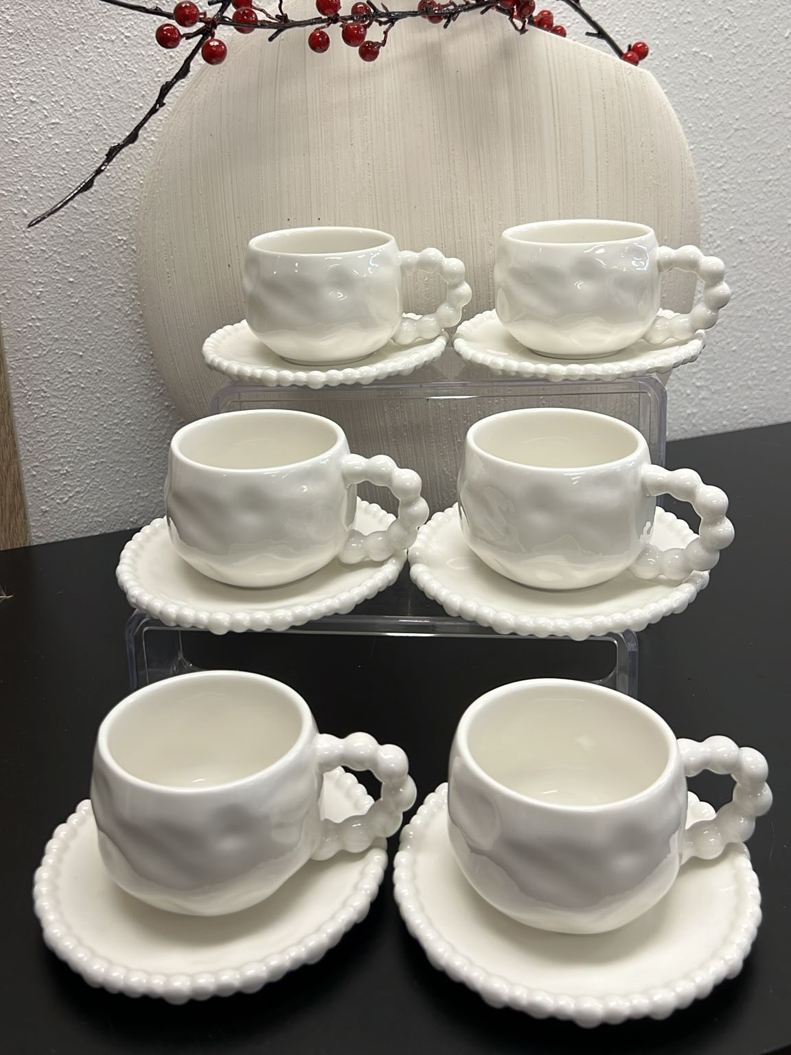 Pearl Rim 36-Piece White Porcelain Dinner Set | Beaded Edge Ceramic Dinnerware Kenya