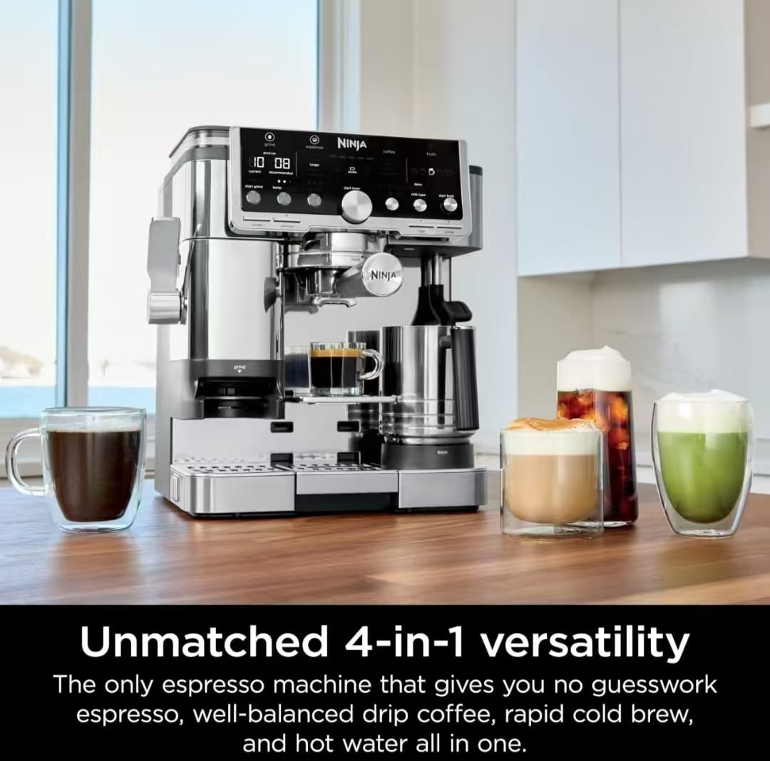 Ninja Luxe Café Pro Series 3-in-1 Espresso, Filter Coffee & Cold Brew Machine with Grinder, Tamper & XL Dual Froth System