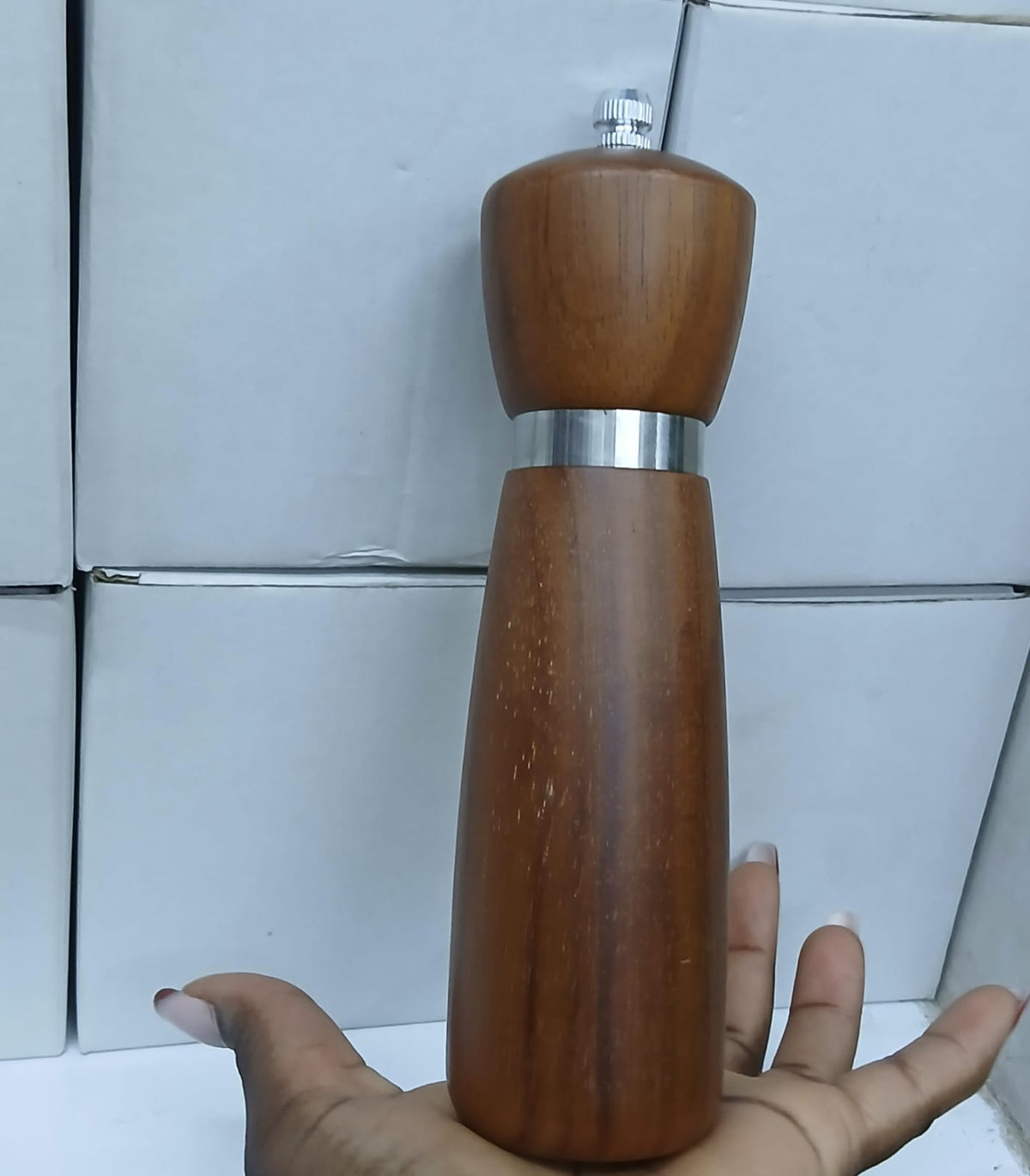 Wooden Pepper Grinder 8 Inch with Ceramic Rotor | Manual Salt and Pepper Mill, Solid Acacia Wood, Adjustable Coarseness, Spare Cutter Included