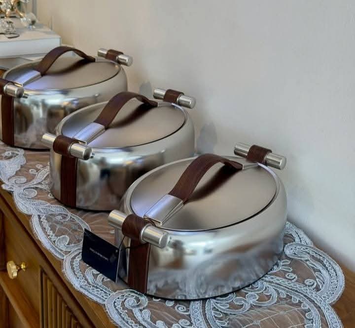 Insulated Casserole Set 3 Piece 2L, 2.5L and 3L, Thermal Hot Pot Food Warmers with Metallic Finish for Parties, Catering and Serving