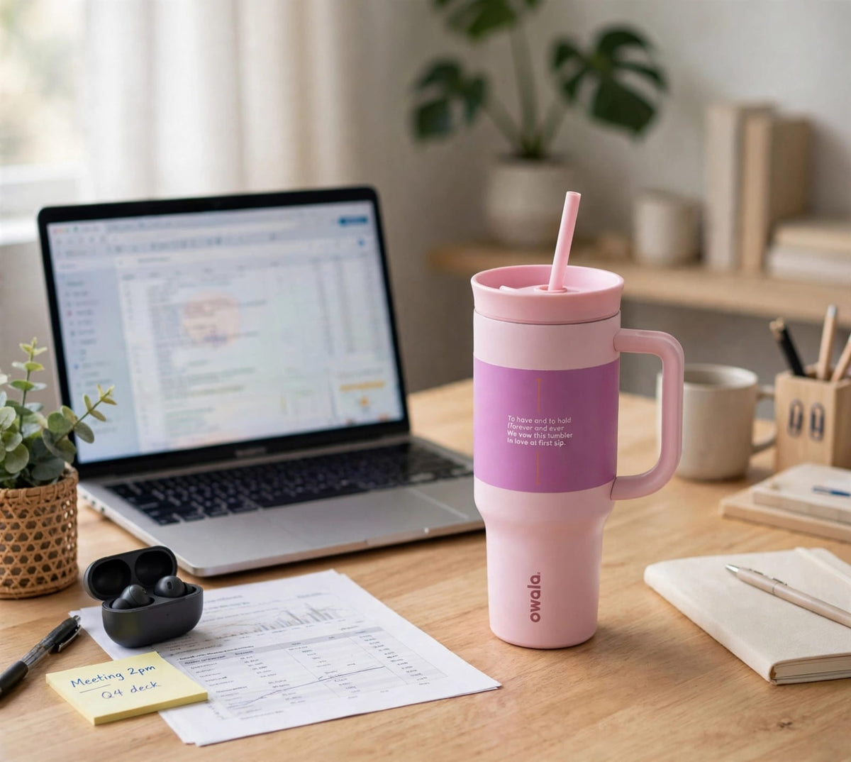 Owala Insulated Tumbler 40oz 1185ml with Handle and Straw, Stainless Steel Water Bottle with 2 in 1 Lid, Cold 24 Hours Hot 12 Hours