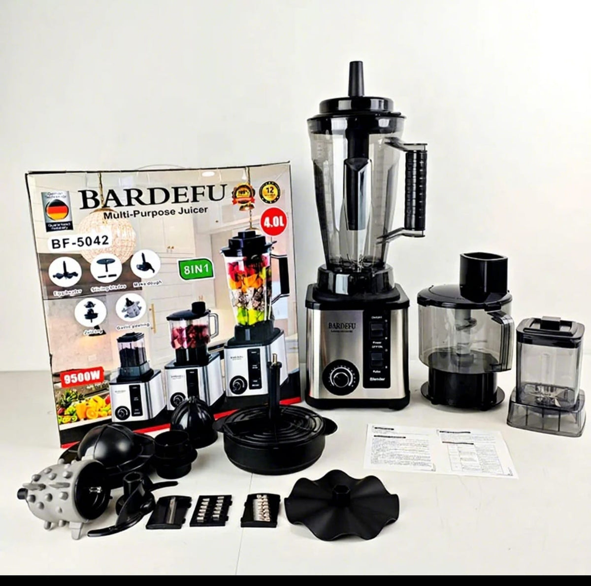 Bardefu BF-5042 8-in-1 Heavy Duty Blender, Juicer, Food Processor and Meat Grinder with 4L Jar