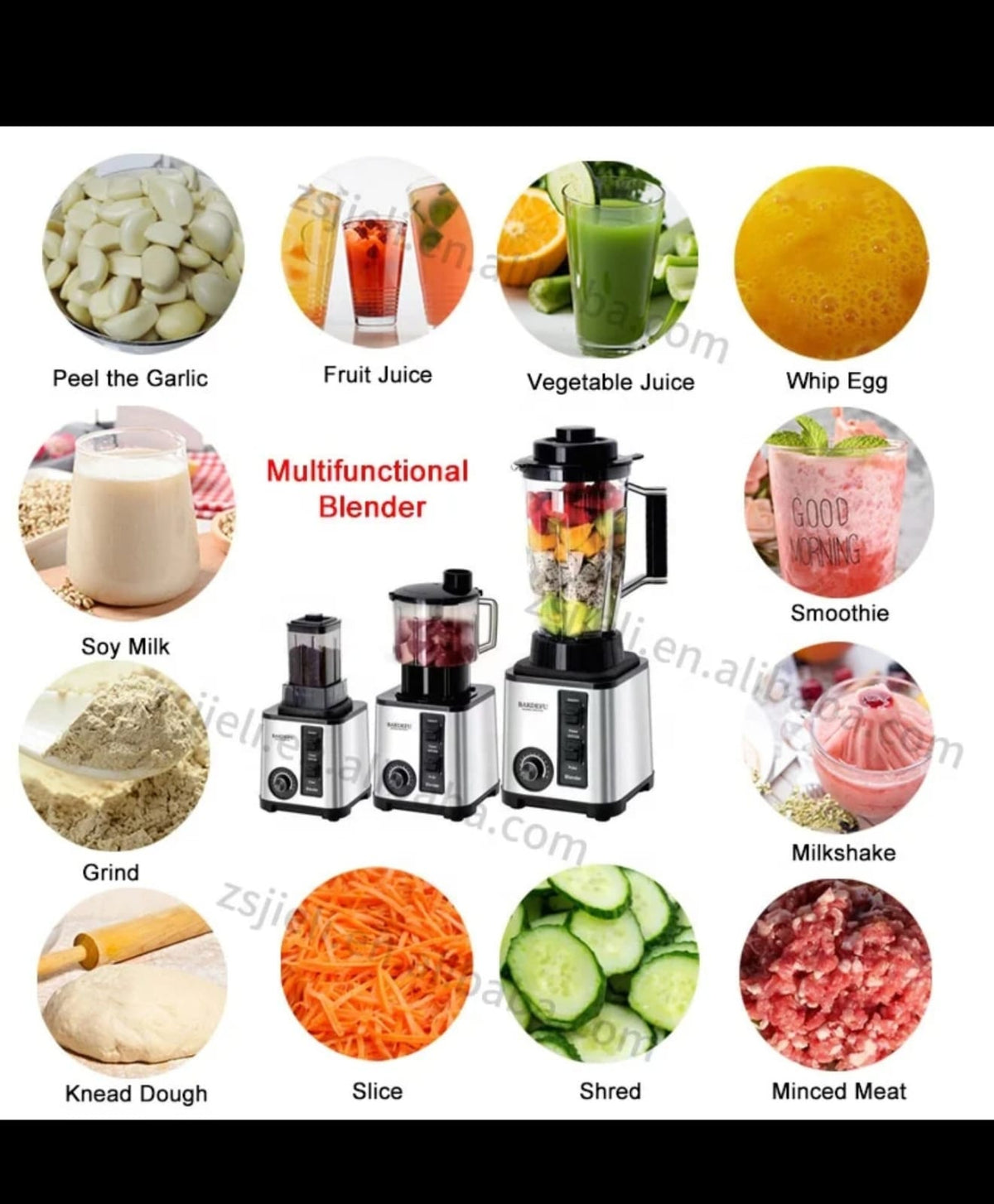 Bardefu BF-5042 8-in-1 Heavy Duty Blender, Juicer, Food Processor and Meat Grinder with 4L Jar