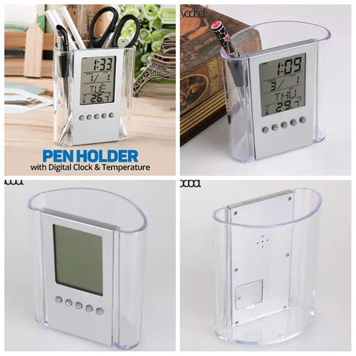 Pen Pencil Holder/organizer, Digital LCD Desk Pen Holder, Calendar, Timer, clock, thermometer Desktop Electronic Office stationary organizer, office giftset, bedroom table organizer